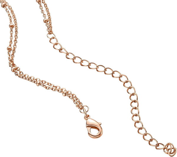 Rose Gold-Tone Heart Layered Necklace for Women – Dainty Double Chain Pendant Jewelry - KARMARKA