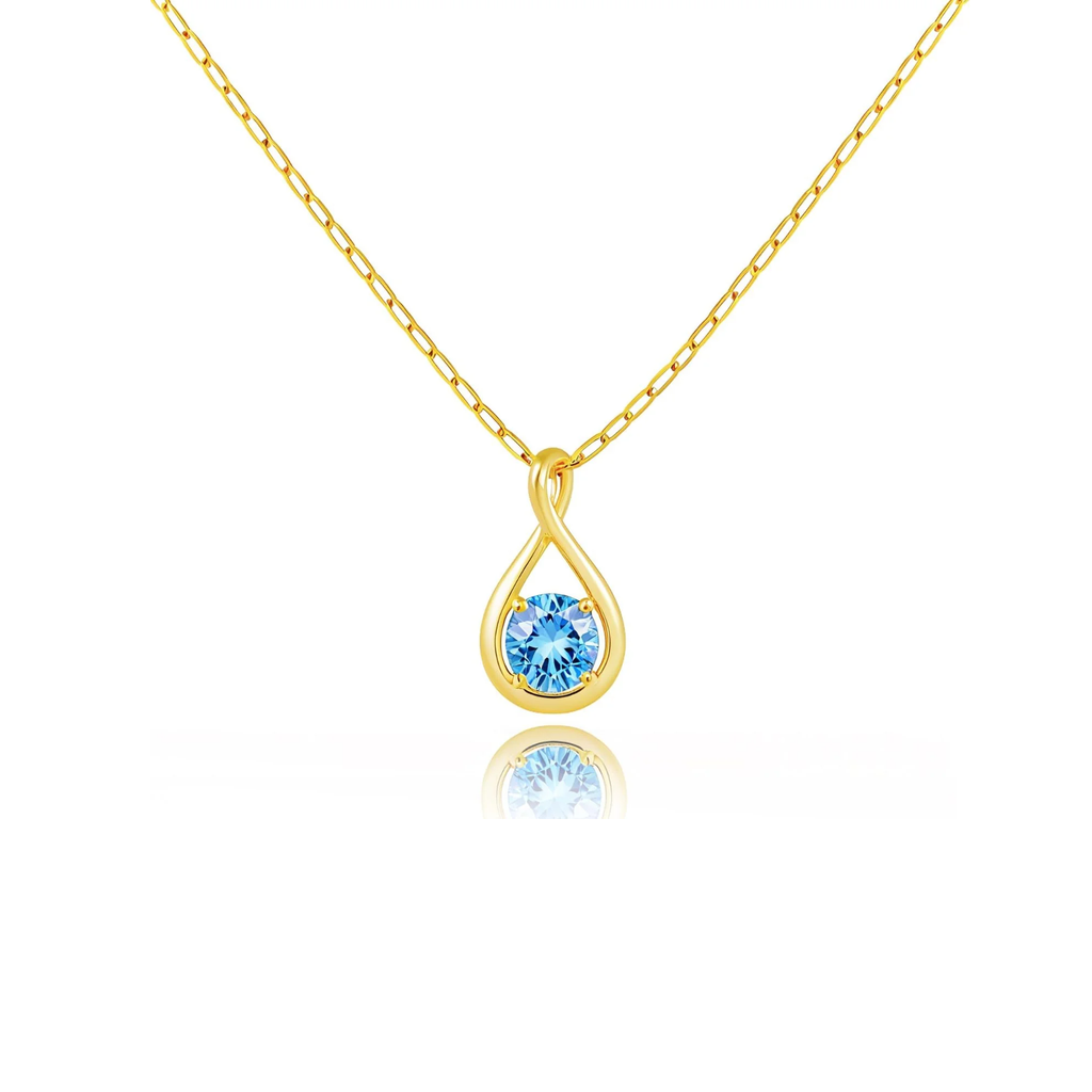 Sterling Silver Birthstone Infinity Necklace – Dainty Diamond Pendant for Women
