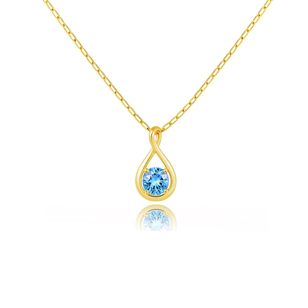 Sterling Silver Birthstone Infinity Necklace – Dainty Diamond Pendant for Women