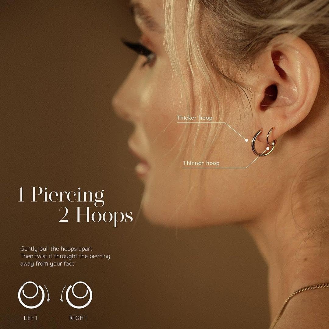 Spiral Hoop Twist Double Earrings - 14K Gold - KARMARKA