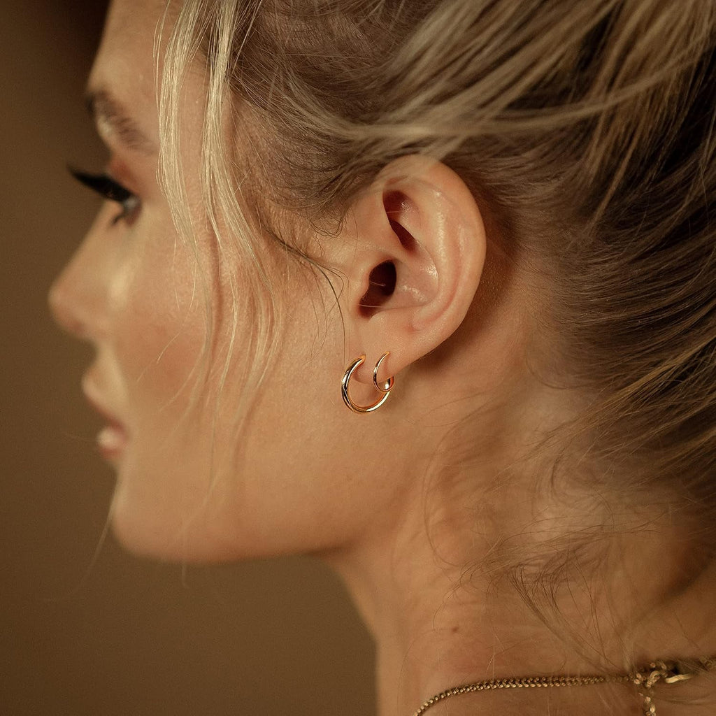 Spiral Hoop Twist Double Earrings - 14K Gold - KARMARKA