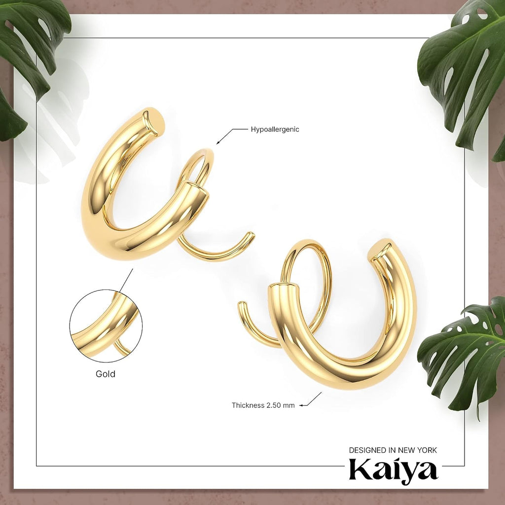 Spiral Hoop Twist Double Earrings - 14K Gold - KARMARKA