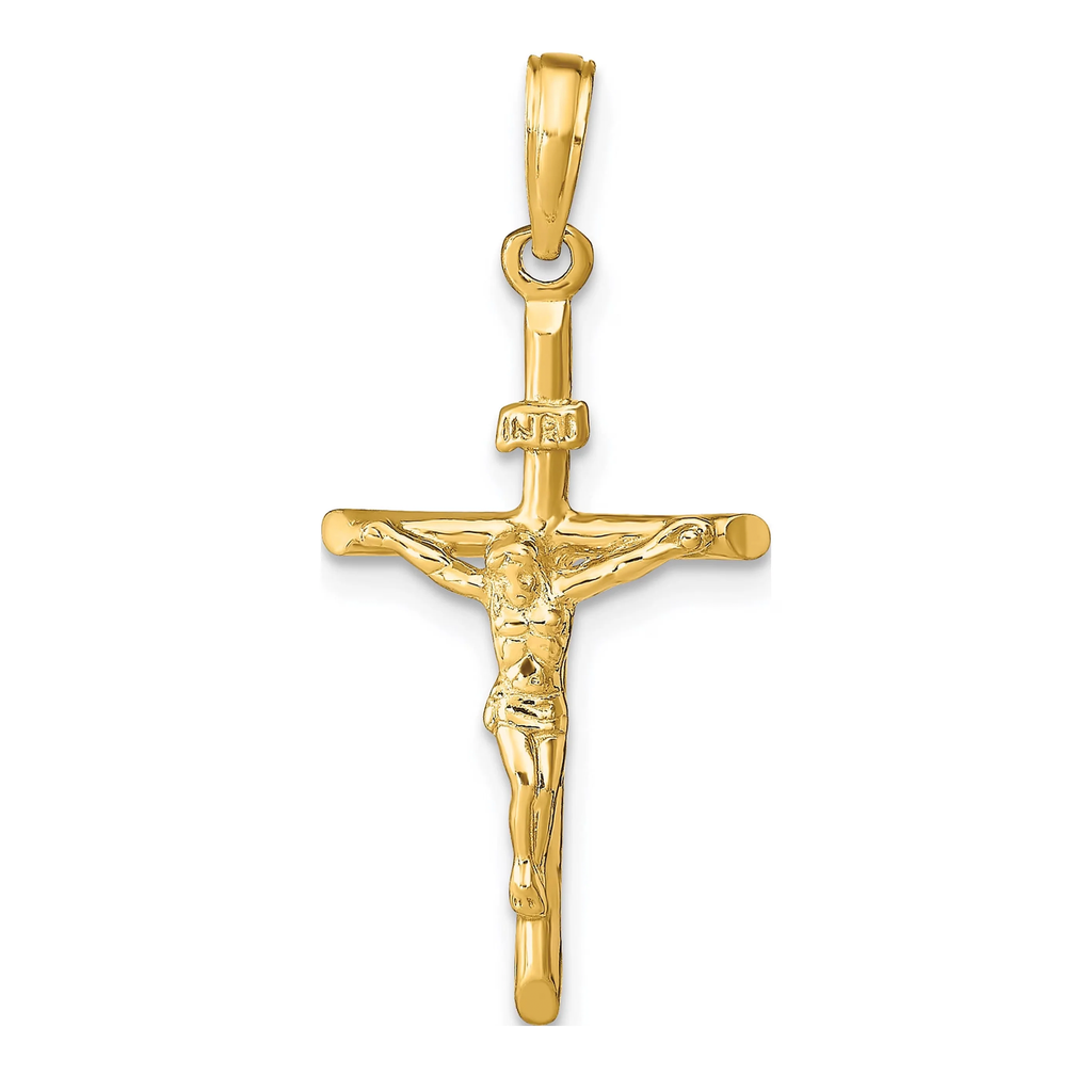 14K Yellow Gold Stick Style Crucifix Pendant