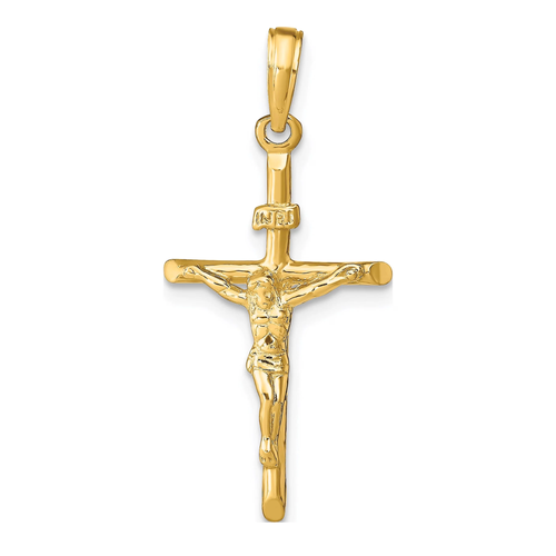 14K Yellow Gold Stick Style Crucifix Pendant