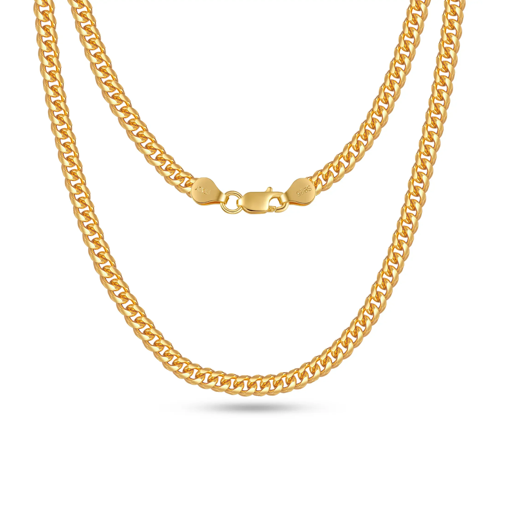 14K Golden Plated Clasp 3/5/6MM Cuban Link Chain Necklace for Men Women Diamond Cut 16/18/20/22/24/26/28/30 Inches Accessories Women Cuban Link