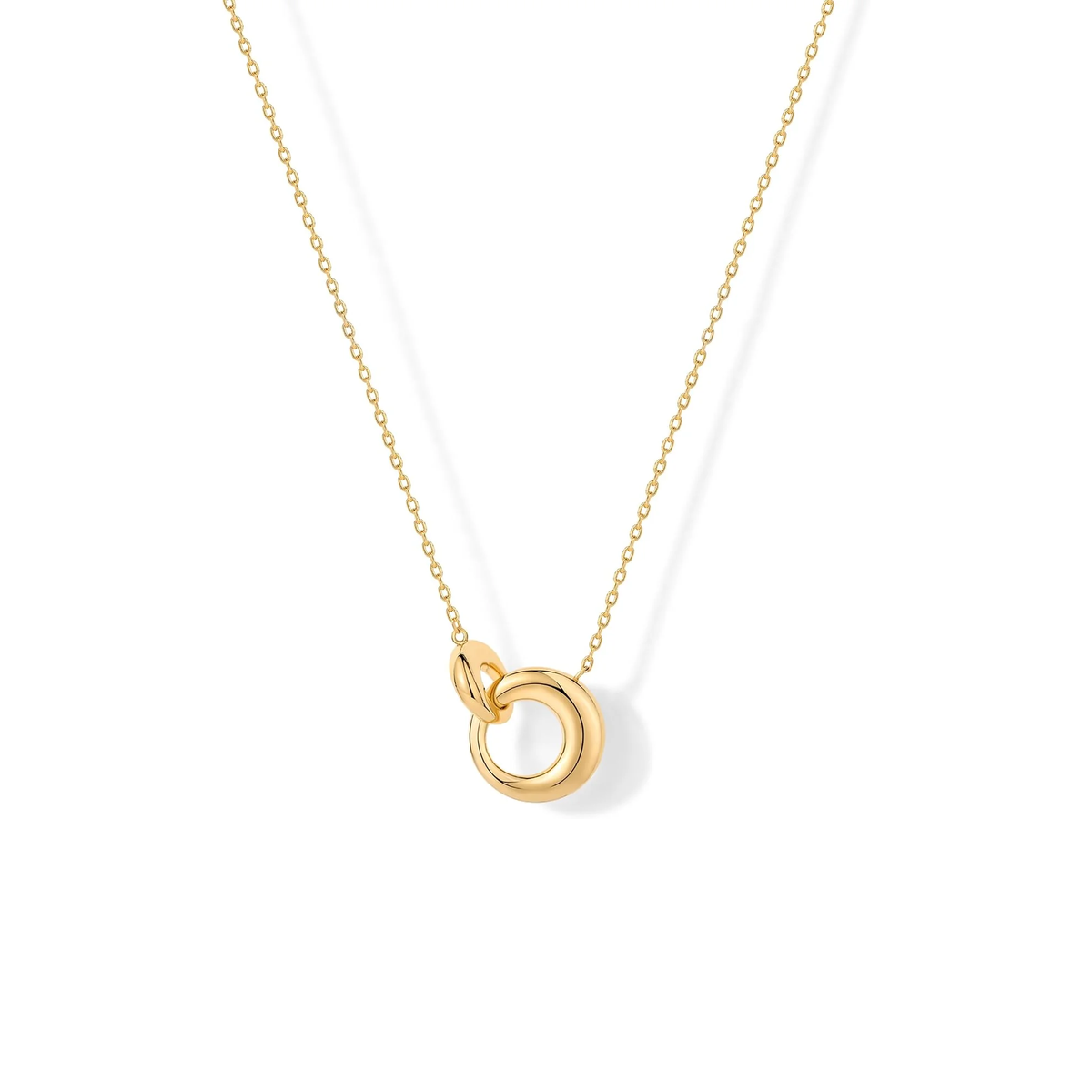 14K Gold-Plated Dainty Interlock Circle Pendant Necklace for Women Main image