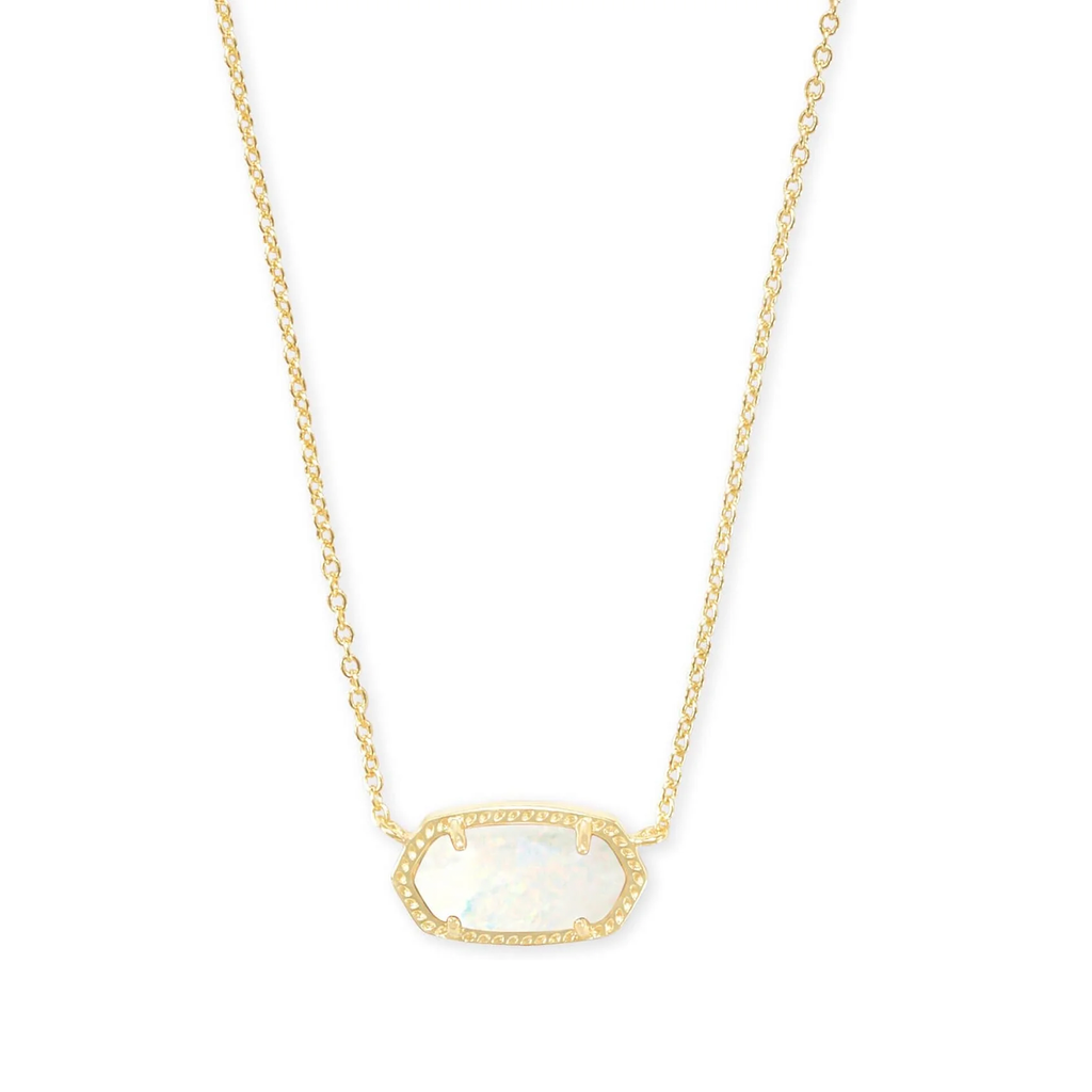 Gold-Tone Opal Pendant Necklace for Women – Elegant Geometric Statement Chain
