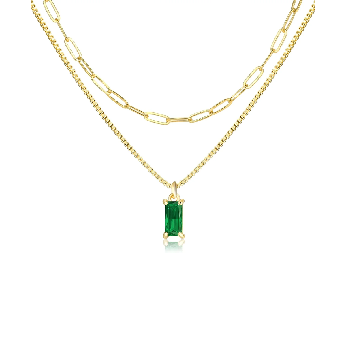 2 PCS 14K Gold Pendant Necklaces for Women, Birthstone Main image