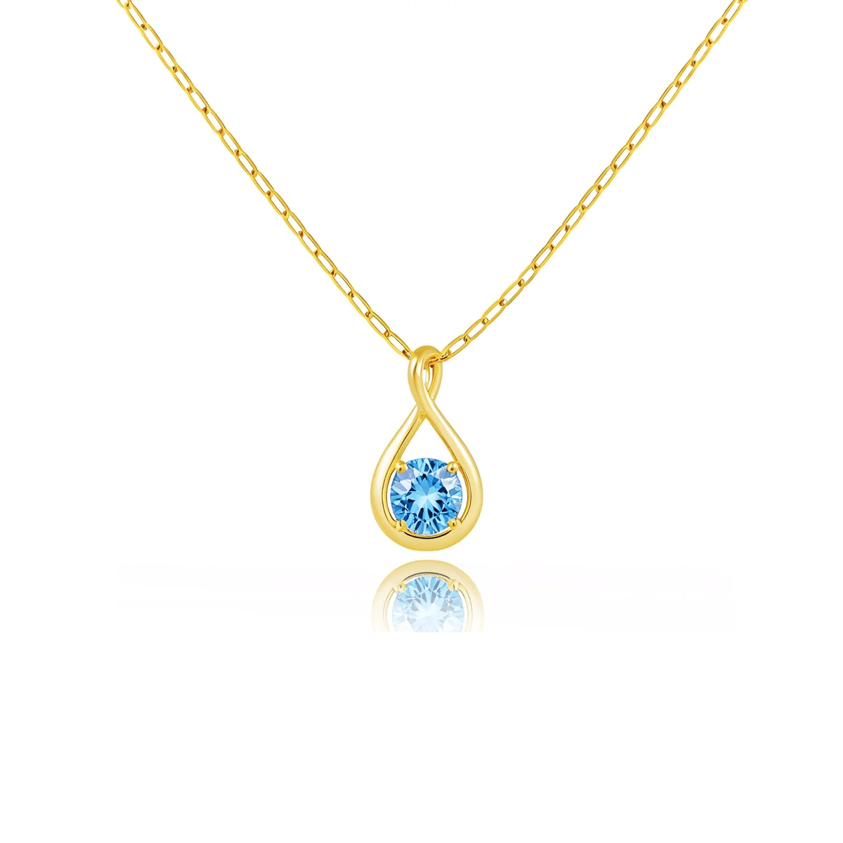 Sterling Silver Birthstone Infinity Necklace – Dainty Diamond Pendant for Women - KARMARKA Main image