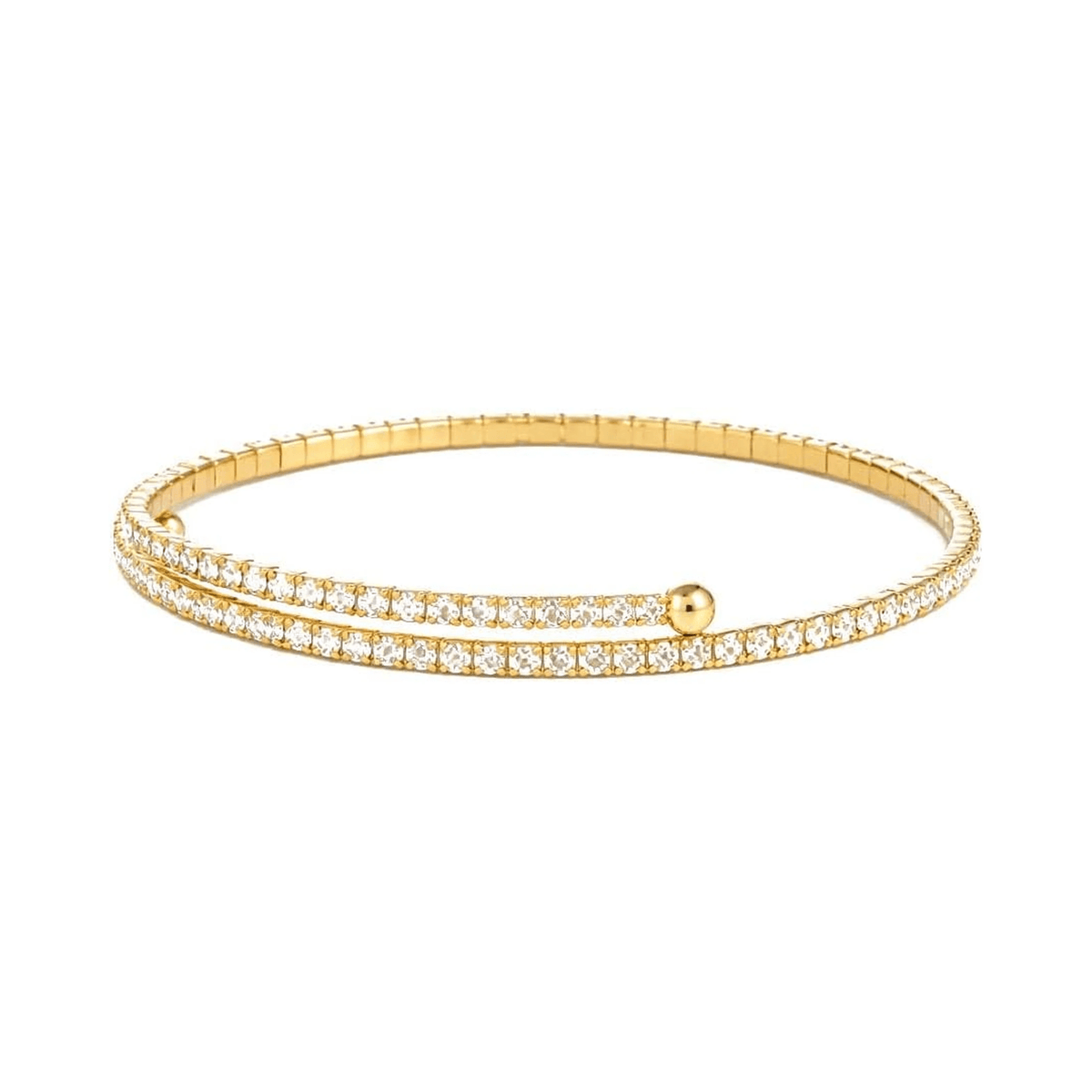 Stretch Tennis Bracelet for Women – Gold Comfort Fit, No Clasp Flexible Design with Crystal Accents, Minimalist Stackable Jewelry - KARMARKA Main image