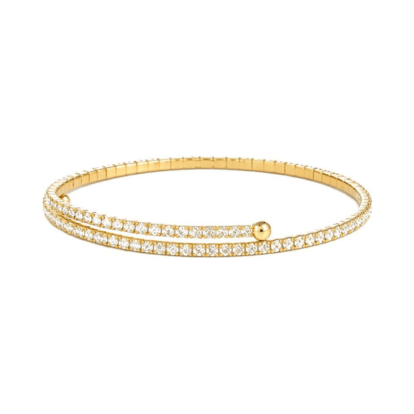 Stretch Tennis Bracelet for Women – Gold Comfort Fit, No Clasp Flexible Design with Crystal Accents, Minimalist Stackable Jewelry - KARMARKA