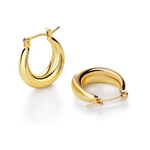 Chunky Gold Hoop Earrings for Women Cute Fashion Hypoallergenic Earrings Minimalist Jewelry Gift