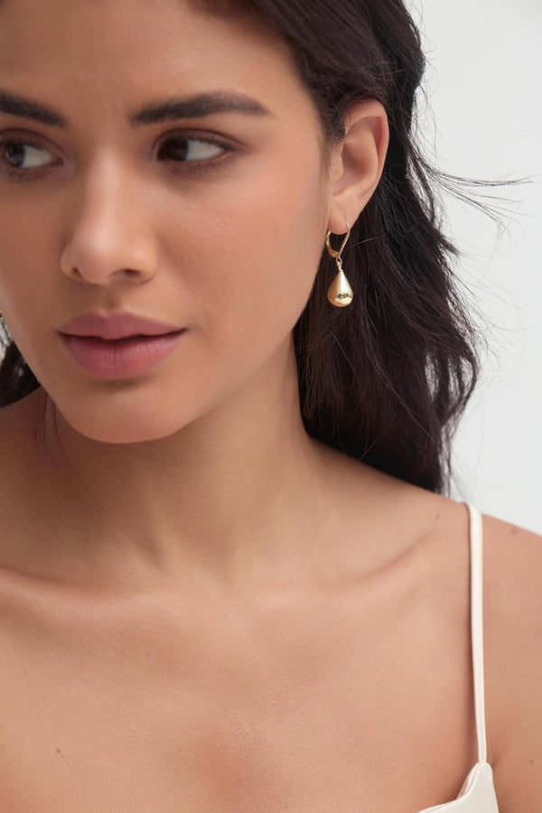 Teardrop Dangle Leverback Earrings for Women 14K Gold Plated 925 Sterling Silver Post Waterdrop Dangle Drop Hoop Earrings Hyoallergenic Tear Drop Dangle Earrings Jewelry Gifts - KARMARKA