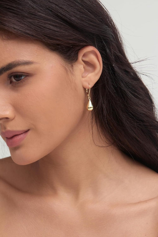 Teardrop Dangle Leverback Earrings for Women 14K Gold Plated 925 Sterling Silver Post Waterdrop Dangle Drop Hoop Earrings Hyoallergenic Tear Drop Dangle Earrings Jewelry Gifts - KARMARKA