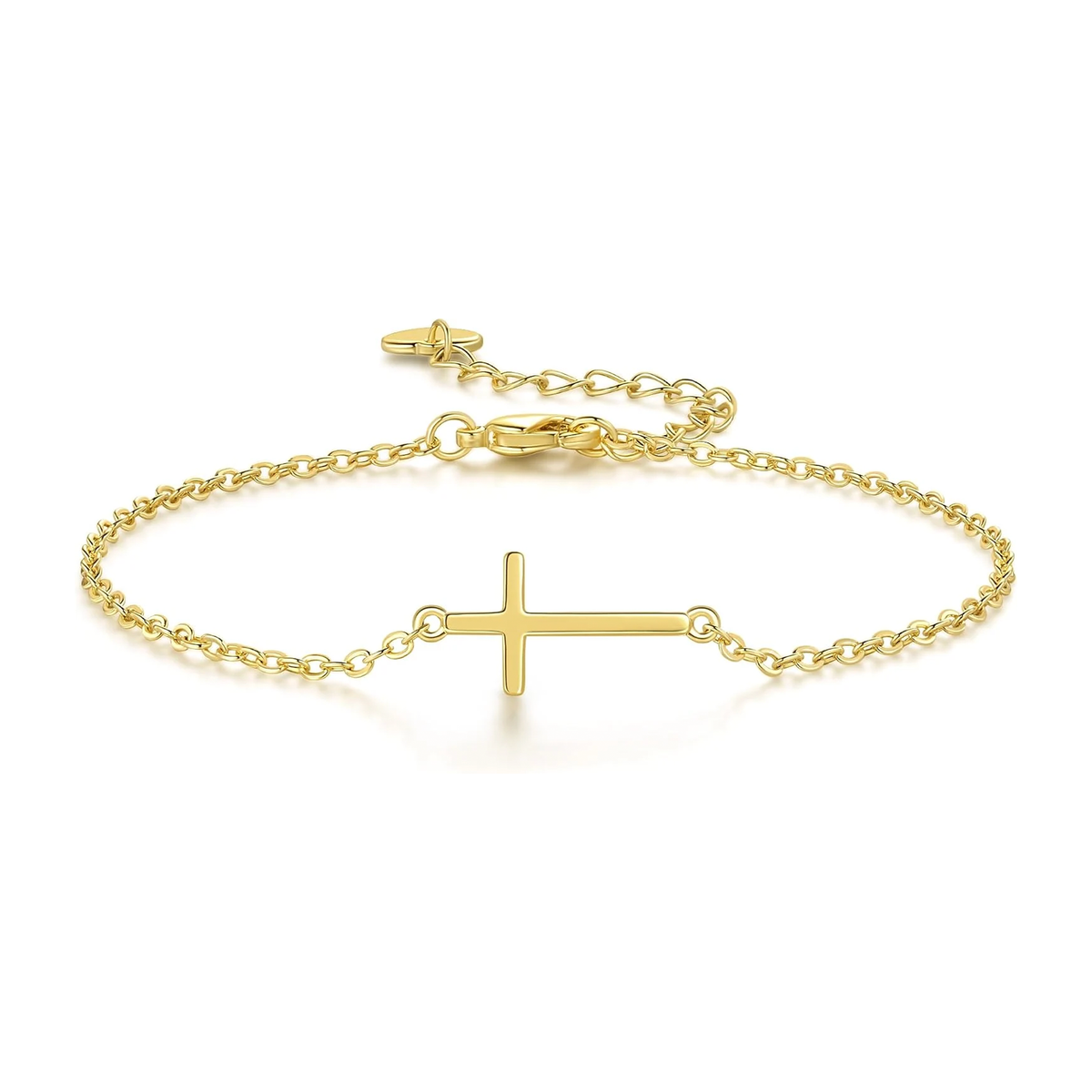 14K Gold Bracelets for Women Gold Bracelet for Womens Reliable Dainty Cross Bracelet for Womens Thin Charm Trendy Cross Bracelets for Women