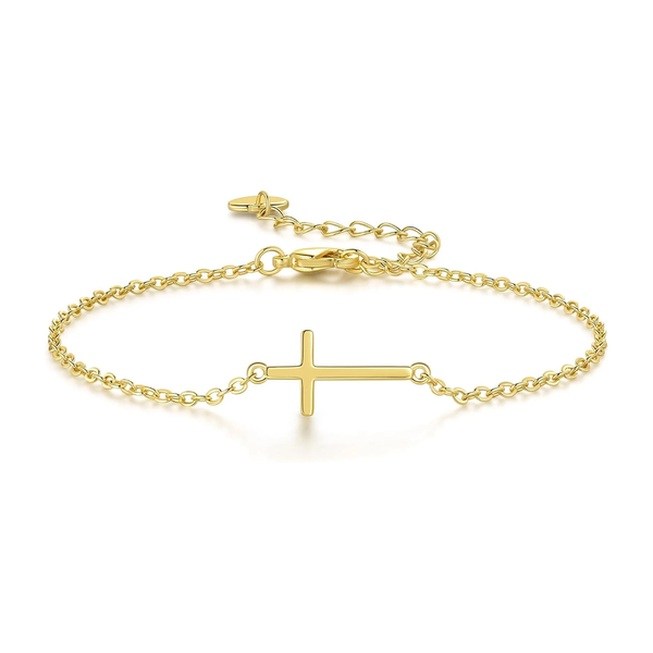 14K Gold Bracelets for Women Gold Bracelet for Womens Reliable Dainty Cross Bracelet for Womens Thin Charm Trendy Cross Bracelets for Women