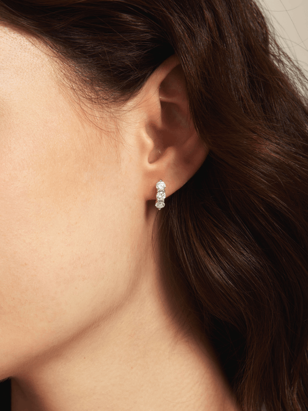 Triple Crown Diamond Huggie Earrings 14K - KARMARKA