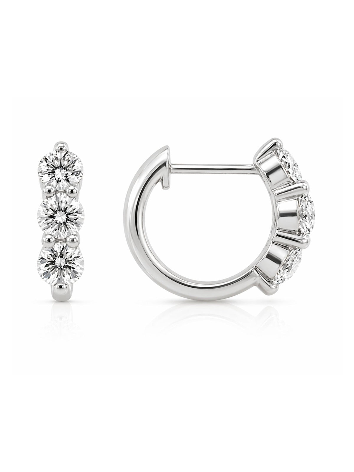 Triple Crown Diamond Huggie Earrings 14K - KARMARKA