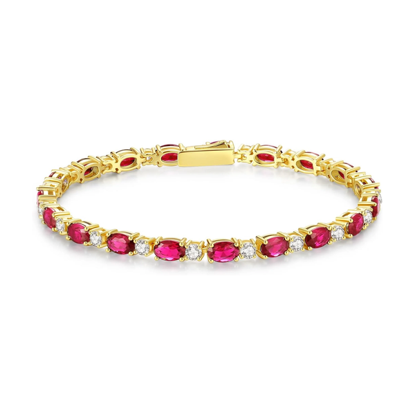 14K Gold Plated Silver Birthstone Tennis Bracelets for Women 7"