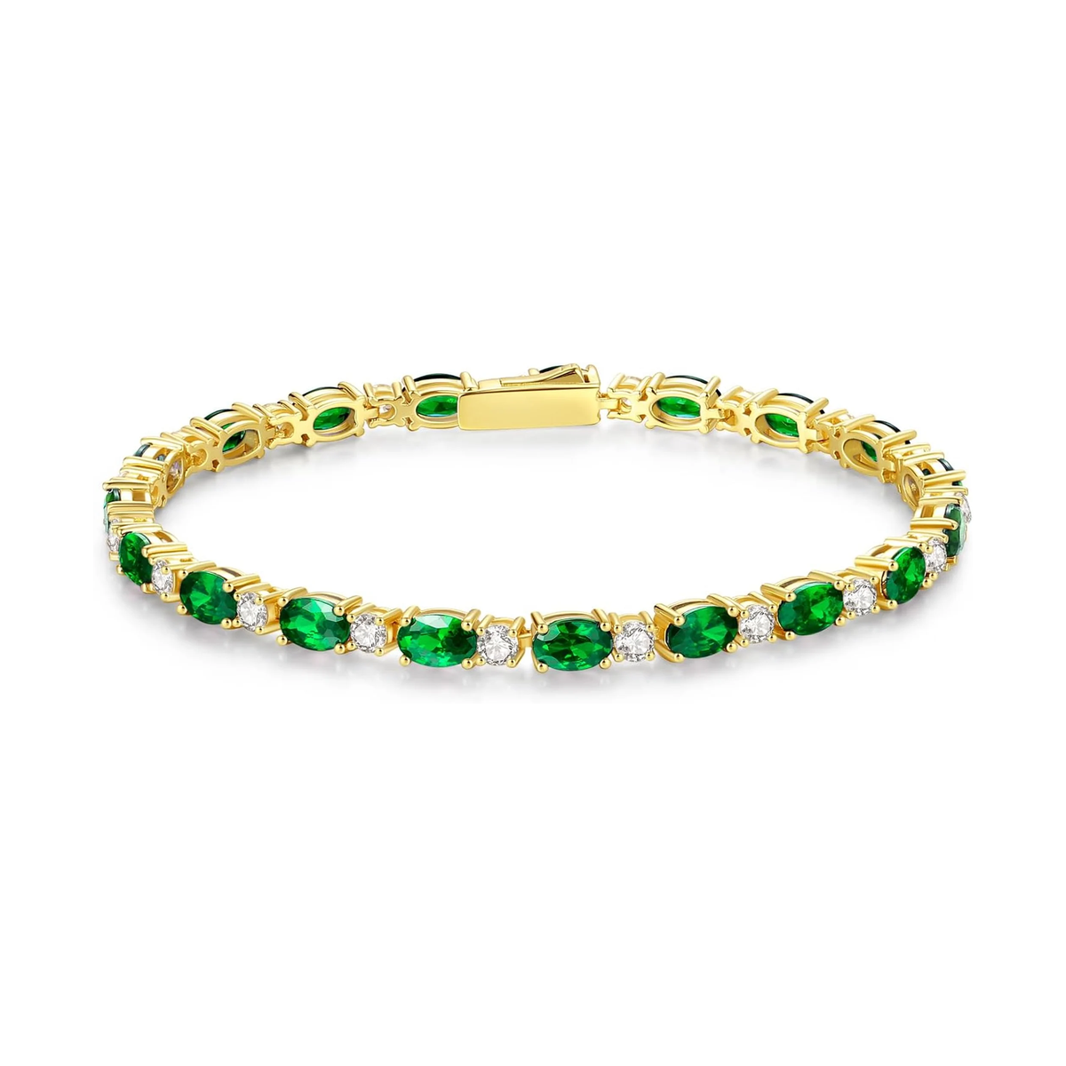 14K Gold Plated Silver Birthstone Tennis Bracelets for Women 7"
