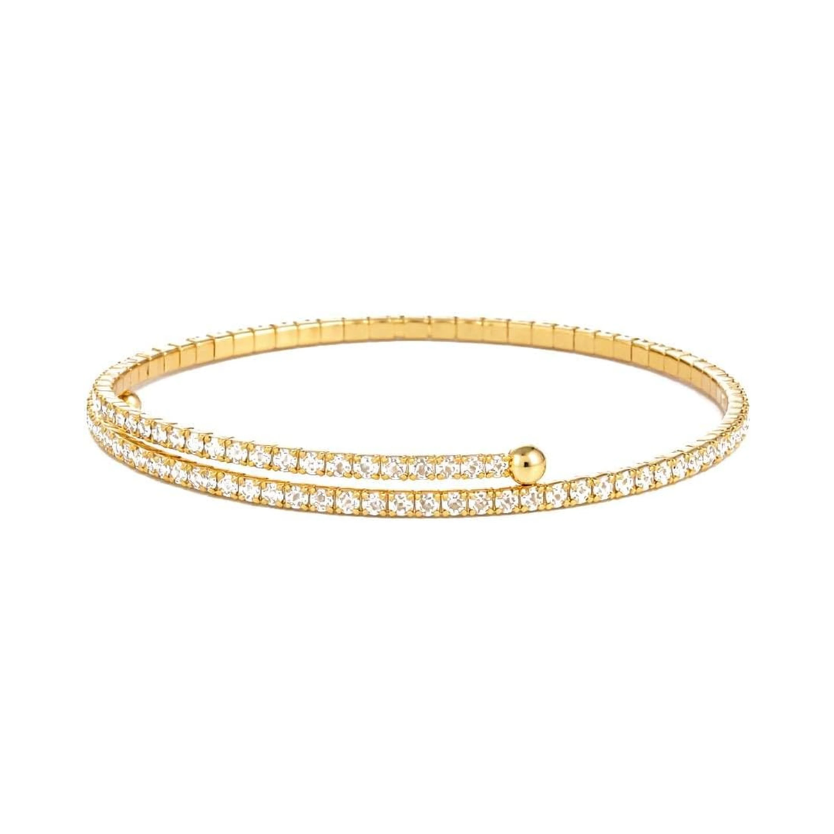 Stretch Tennis Bracelet for Women – Gold Comfort Fit, No Clasp Flexible Design with Crystal Accents, Minimalist Stackable Jewelry Main image