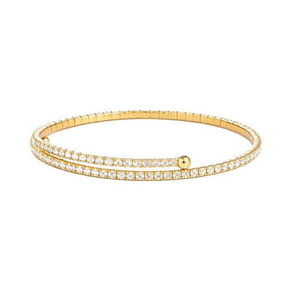Stretch Tennis Bracelet for Women – Gold Comfort Fit, No Clasp Flexible Design with Crystal Accents, Minimalist Stackable Jewelry