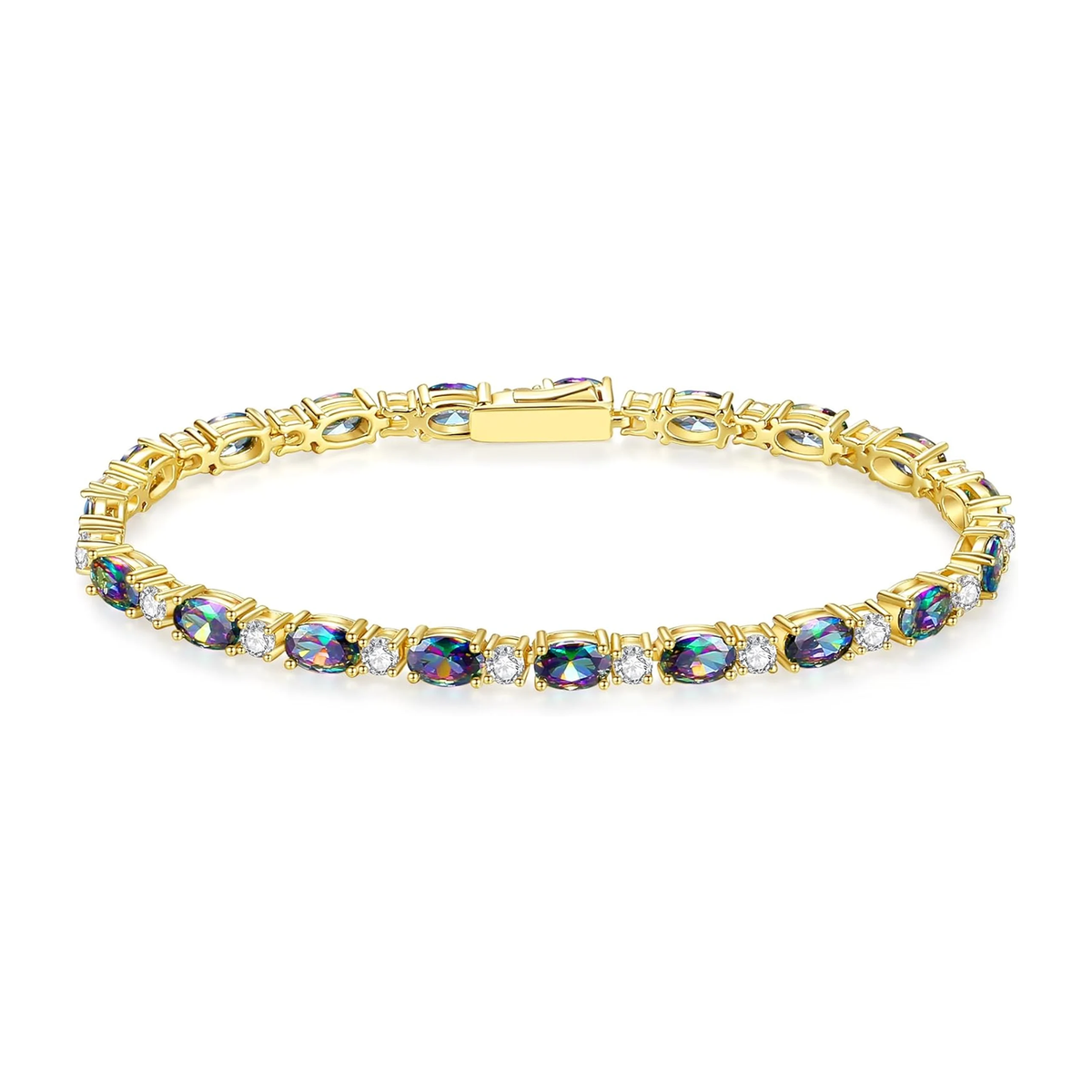 14K Gold Plated Silver Birthstone Tennis Bracelets for Women 7" Main image