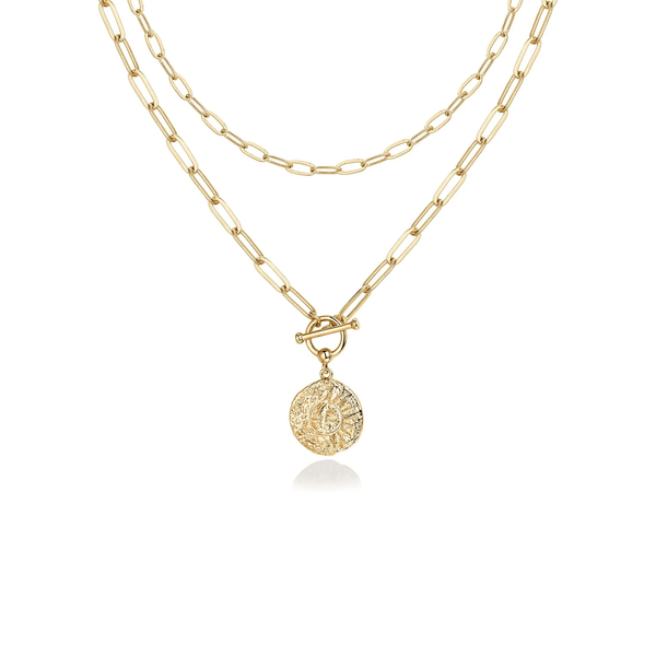 Vintage-Inspired Gold Medallion Necklace - KARMARKA