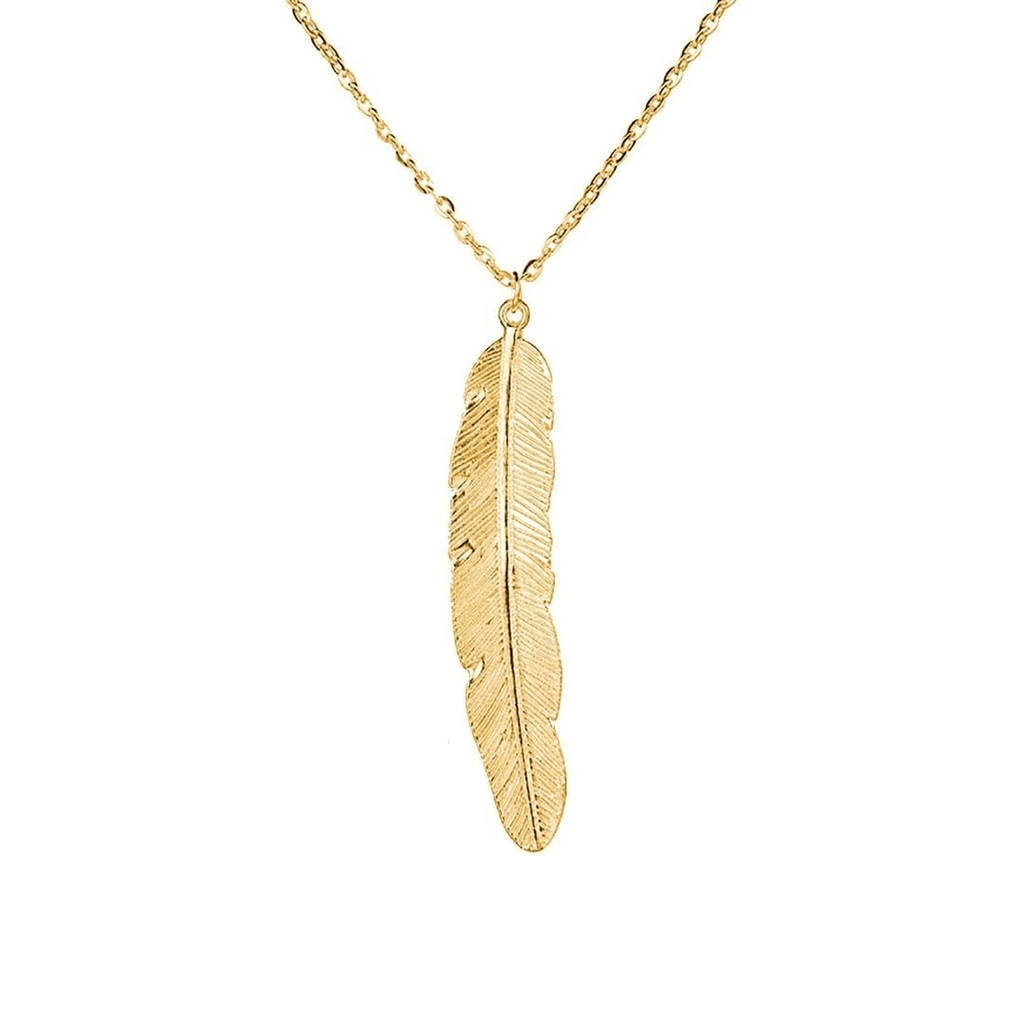 Vintage Simple Feather Pendant Necklaces Women Long Necklace Colar Jewelry Gifts - KARMARKA