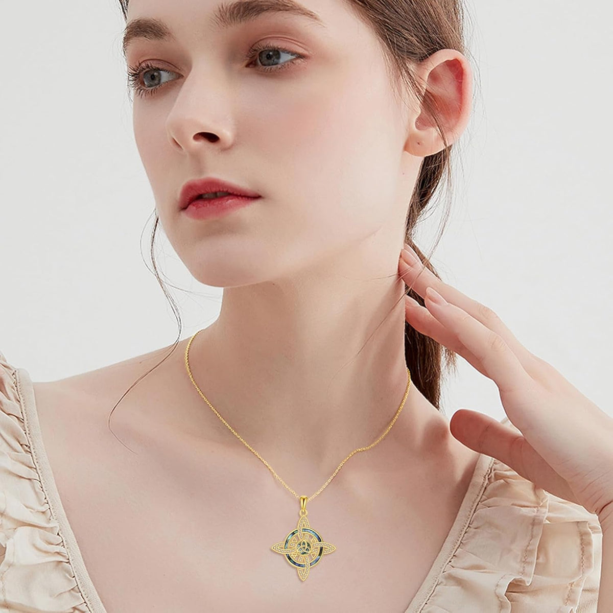 Witches Knot Necklace S925 Sterling Silver Nudo De Bruja Witch Knot Pendant Necklaces Triquetra Protection Jewelry Gifts for Women - KARMARKA