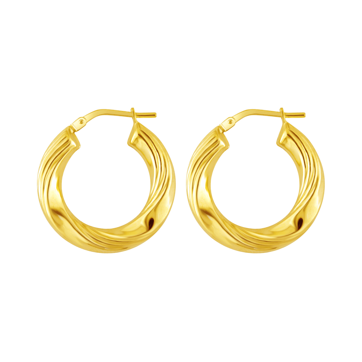 Women'S 14K Gold Plated Sterling Silver Twisted Ribbed Hoop Adults Earrings - KARMARKA Main image