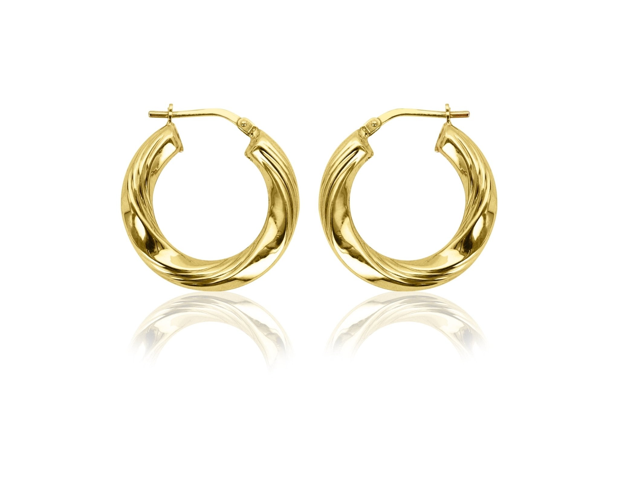 Women'S 14K Gold Plated Sterling Silver Twisted Ribbed Hoop Adults Earrings Secondary image