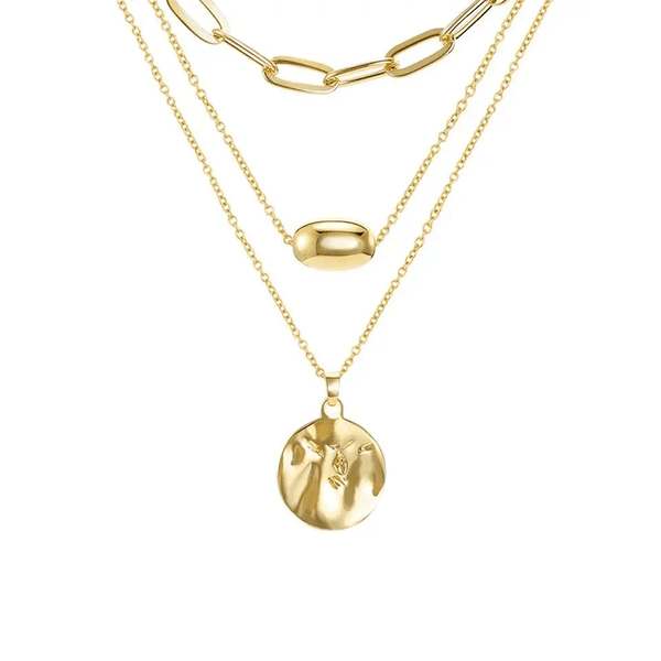 Women'S 3Pcs Gold Minimalist Long Paperclip Link Chain Necklaces with Coin Pendant, Dainty Chain, Minimalist Chic Jewelry, Fashion Chic Accessories, Everyday Wear Jewelry Gift,Sohochic - KARMARKA