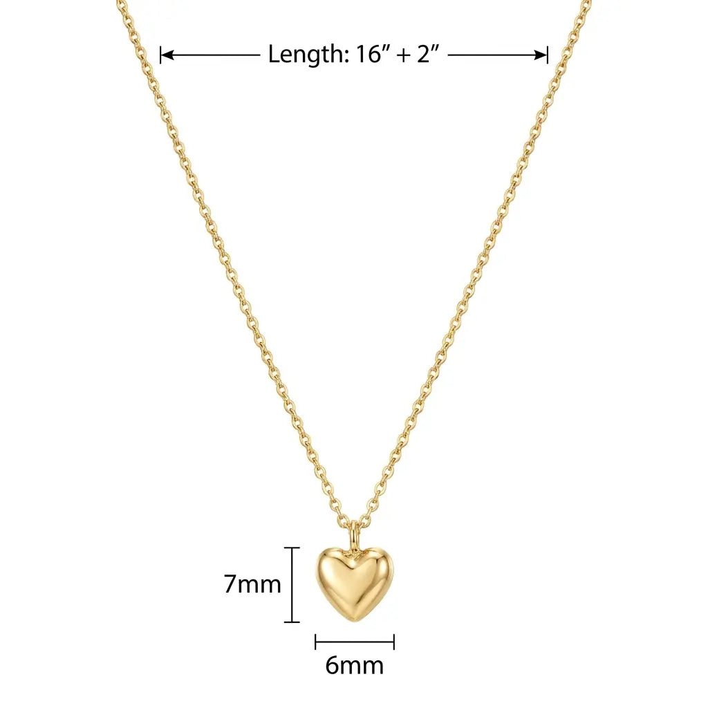 Women’s Dainty Heart Necklace – 16"+2" Extender, Minimalist Layered Chain - KARMARKA