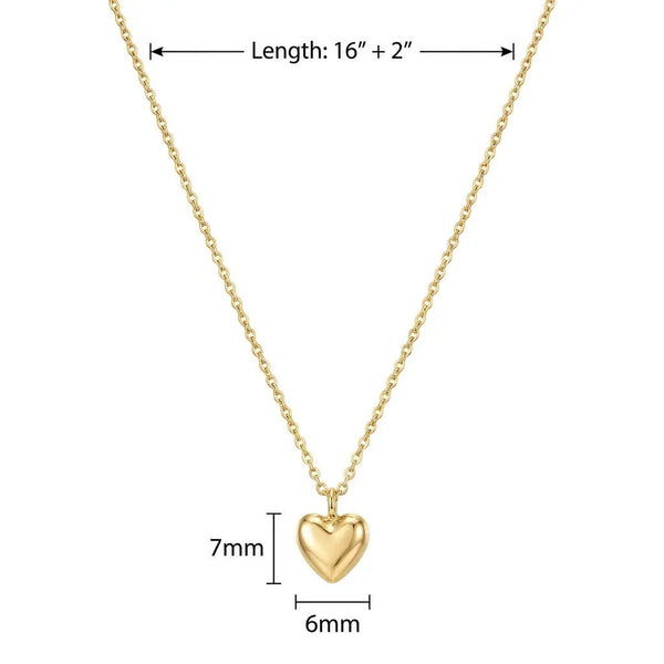 Women’s Dainty Heart Necklace – 16"+2" Extender, Minimalist Layered Chain - KARMARKA